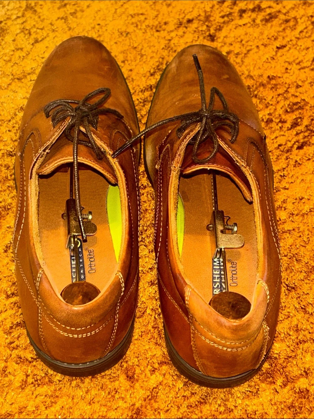 Florsheim Tan Brown Leather Lace-Up Derby Shoes